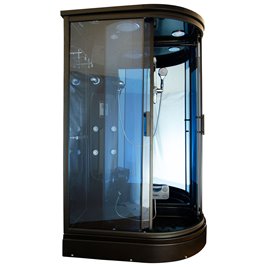 Czarna kabina prysznicowa z hydromasażem i sauną parową zabudowana 120x85 MO-02188BPS prawa
