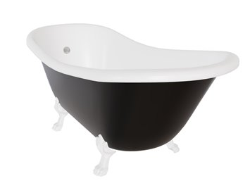 Czarno-biała wanna wolnostojąca 170 nogi białe Otylia B&W Besco WKO-170-BWW