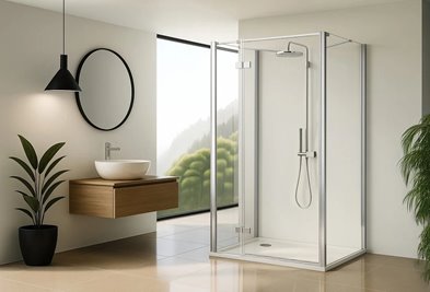 Prostokątna kabina prysznicowa przyścienna lewa 80x90x90 Atlas Rea Chrom