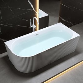 Wanna ryflowana przyścienna narożna prawa korek oraz przelew biały 170 cm Rio Hydrosan