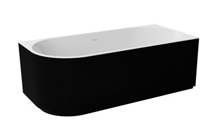 Denaya Besco B&W czarno-biała wanna wolnostojąca 150 cm prawa syfon czarny WASB-150DPB