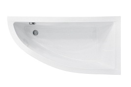 Czarno-biała wanna narożna z obudową 140 cm Prawa Praktika Besco