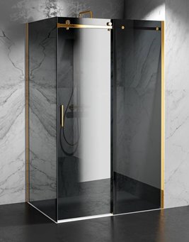 Kabina prysznicowa narożna 100x100 cm szkło 8mm grafitowe profile złoty mat Swiss Liniger