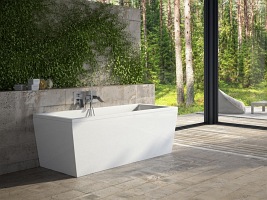 Wanna wolnostojąca przyścienna + klik-klak czarny Vena Besco 170 cm WKVE-170-WC