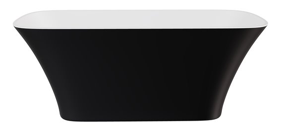 Czarno-biała matowa wanna wolnostojąca z konglomeratu + klik-klak złoty 160 cm Assos Matt B&W Besco WMMC-160AKG