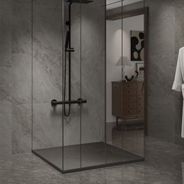 Czarny brodzik prysznicowy kwadratowy o strukturze kamienia 90x90 cm Riko Hydrosan