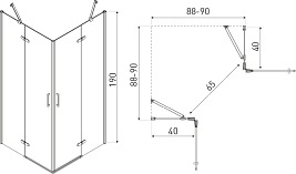 Kabina prysznicowa kwadratowa 90x90 Flow Kerra Chrom