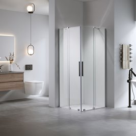 Kabina prysznicowa drzwi rozsuwane od rogu szkło 8 mm 100x100 cm ASTRA-CH-A-100X2+D