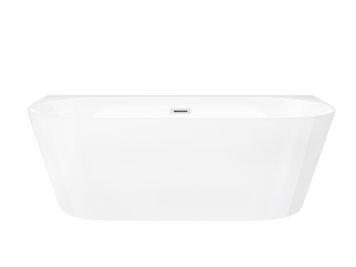 Wanna akrylowa, przyścienna wolnostojąca szeroka krawędź Mono Corsan 160 cm korek klik-klak biały