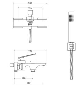Bateria wannowa ścienna czarny matt Aspira Besco BW-AS-CZ