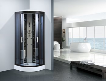 Kabina prysznicowa sauna parowa hydromasaż półokrągła zabudowana czarna 100x100 MO-0513CBS