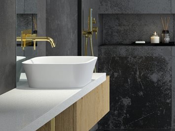 Matowa umywalka nablatowa 40x50 cm z konglomeratu Assos Matt Besco UMMB-A-NB