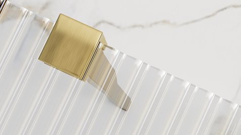 Złota szczotkowana ścianka prysznicowa z półką i wieszakiem walk-in 100 cm Aero Intimo Evo Rea