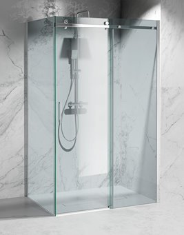 Kabina prysznicowa narożna 130x80 cm szkło 8mm przeźroczyste profile chrom Swiss Liniger