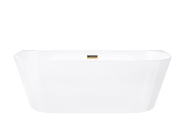 Wanna akrylowa, przyścienna wolnostojąca Mono Corsan 150 cm korek klik-klak złoty