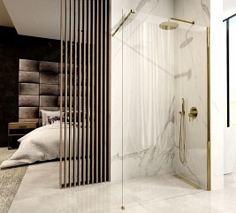 Złota szczotkowana ścianka prysznicowa walk-in 120 cm Aero Gold Rea