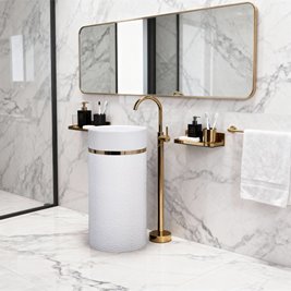 Umywalka wolnostojąca ceramiczna okrągła biała 86x40 cm SCOT1-WH-WOF-860