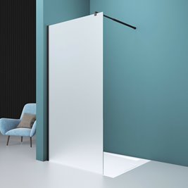 Ścianka prysznicowa 100 cm okucia czarne szkło mrożone 8mm Swiss Liniger
