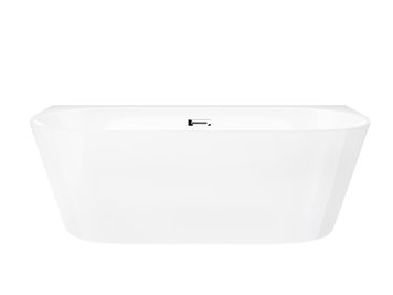 Wanna akrylowa, przyścienna wolnostojąca szeroka krawędź Mono Corsan 150 cm korek klik-klak chrom