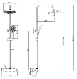 Zestaw prysznicowy natynkowy dwufunkcyjny gun metal Ultimate ADUL6214C1 Avapax