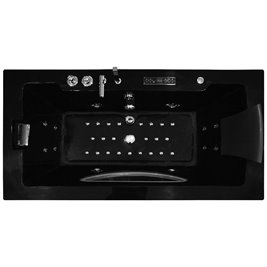 Czarna wanna z hydromasażem przyścienna Turbo+ 180x91 cm MO-1007B
