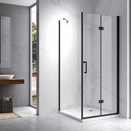 Czarna kabina prysznicowa kwadratowa drzwi pojedyncze składane 90x90 ZES-KZ20C-BL-90