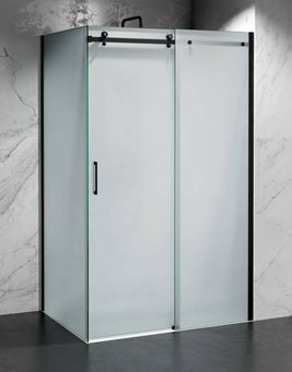 Kabina prysznicowa narożna 130x80 cm szkło 8mm mleczne profile czarny mat Swiss Liniger