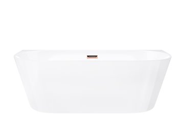 Wanna akrylowa, przyścienna wolnostojąca Mono Corsan 150 cm korek klik-klak miedziany