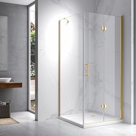 Złota kabina prysznicowa prostokątna drzwi pojedyncze składane 90x80 ZES-KZ20C-GL-90X80