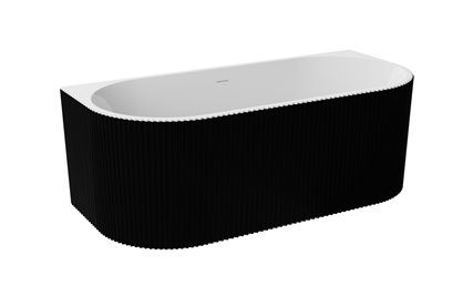 Leya B&W Besco czarno-biała wanna wolnostojąca 150 cm syfon złoty WASB-150-LZL