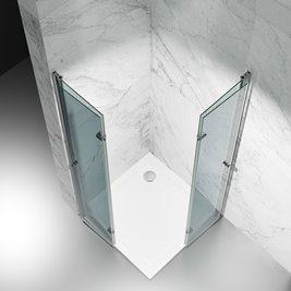 Kabina prysznicowa składana 95x95 cm szkło 6mm przeźroczyste profile złoty mat Swiss Liniger