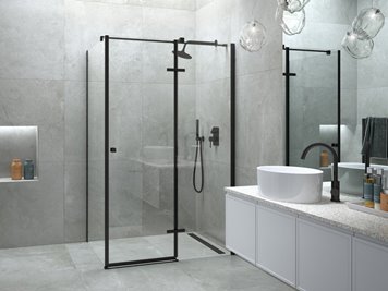 Czarna prostokątna kabina prysznicowa 120x90 prawa Pixa Black Besco