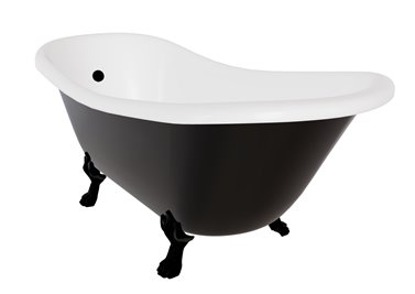 Czarno-biała wanna wolnostojąca 170 nogi czarne Otylia B&W Besco WKO-170-BWB