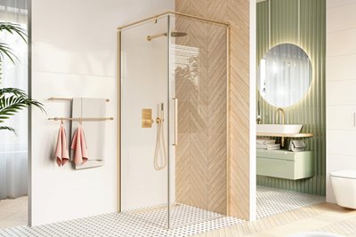 Złota kabina prysznicowa kwadratowa 90x90 cm Fresh Line BK260T09Z Clean Glass