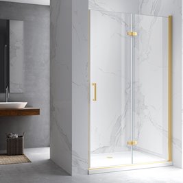 Złote drzwi prysznicowe składane do wnęki 110 cm ZES-KZ21E-GL-110