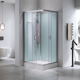 Kabina prysznicowa zabudowana prostokątna profil szczotkowany 120x80 Alma Prawa