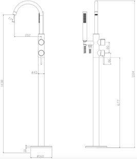 Bateria wannowa stojąca montaż podłogowy gun metal Ultimate ABUL221421 Avapax