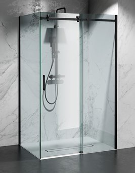 Kabina prysznicowa narożna 130x80 cm szkło 8mm przeźroczyste profile czarny mat Swiss Liniger