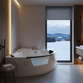 Wanna z hydromasażem narożna podgrzewacz wody Orino 632 157x157