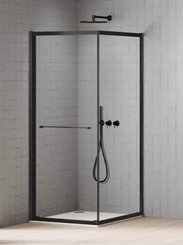 Kabina prysznicowa 90x90 cm drzwi przesuwne na ścianę K-5184 New Varia Black New Trendy zdjęcie 2