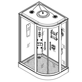 Kabina prysznicowa zabudowana na niskim brodziku 120x85 z sauną Monako Prawa