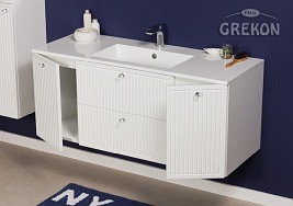 Szafka łazienkowa wisząca z umywalką biały mat 120 cm Argento Gante