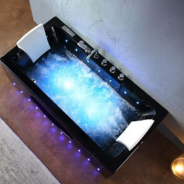 Czarna wanna z hydromasażem 160x84 Iris 933C Hydrosan