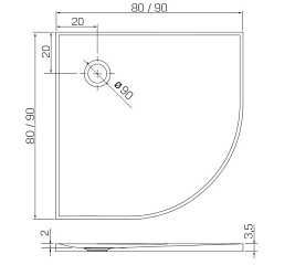 Brodzik półokrągły 80x80 konglomerat New Trendy Nex B-0449
