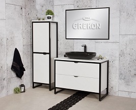 Biała szafka z czarną umywalką loft 100 cm seria New York