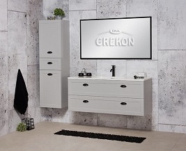 Szafka łazienkowa szara wisząca z umywalką 120/45 Grend