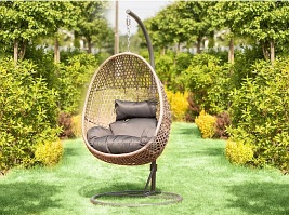 Fotel wiszący kokon jasno szary Alanis Loge Garden