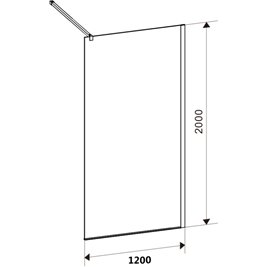 Czarna ścianka prysznicowa 120 cm SH05F szkło 8mm
