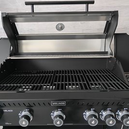 Grill gazowy ZEUS-D kolor czarny ruszt żeliwny moc 17,5 kW + pokrowiec + palnik boczny + LED