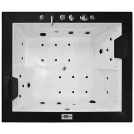Czarna prostokątna wanna z hydromasażem 180x150 cm MUS-1089C